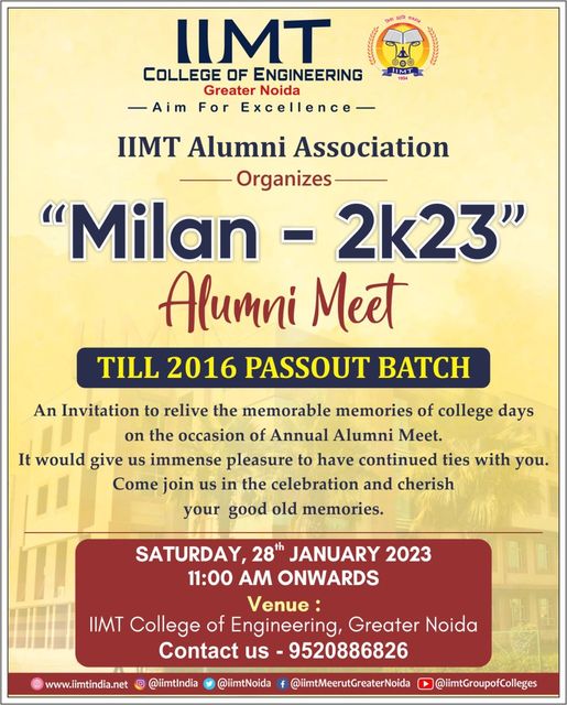 IIMT Alumni Association  Organizing  Alumni Meet  